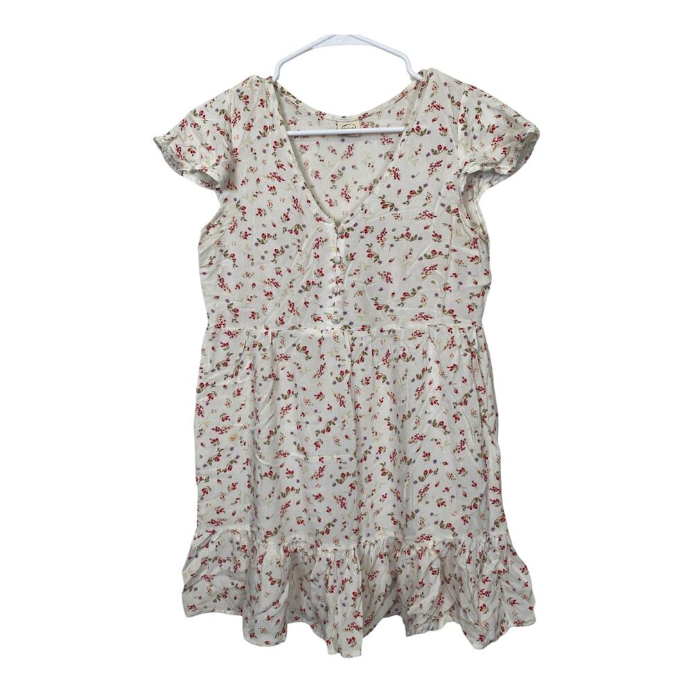 205 Collin's White Floral Ditsy Print Mini Dress Sundress Size Small